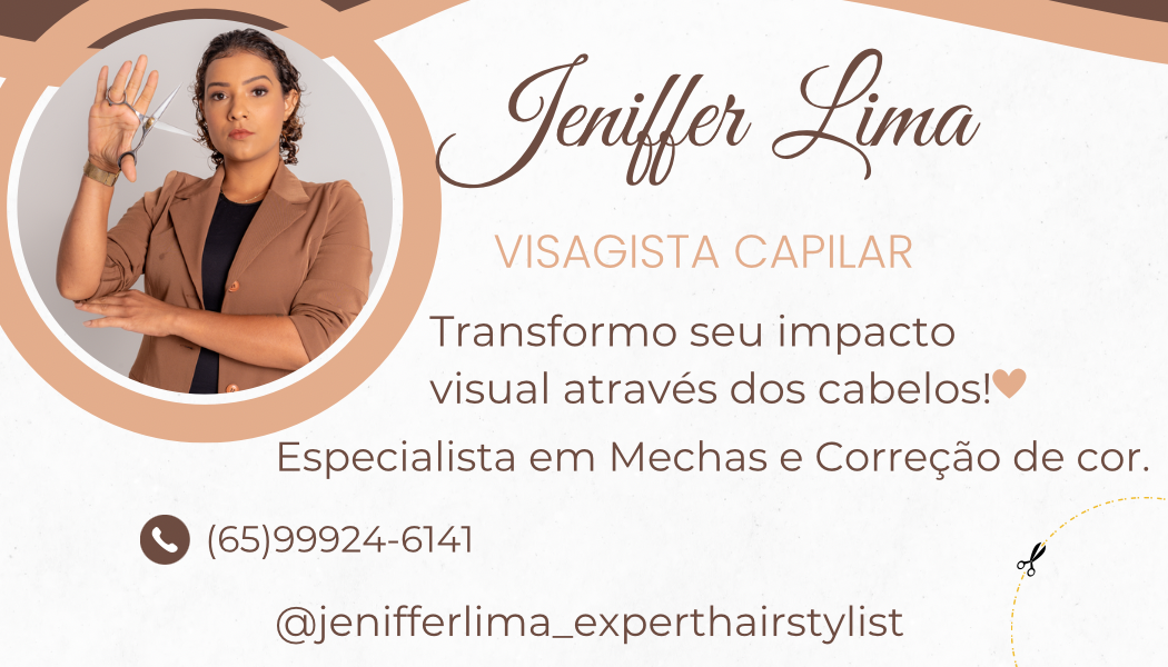 Cartão de visita de Jeniffer Lima — visagista capilar